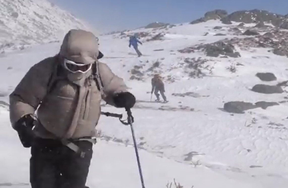 Rescuers endure powerful winds while searching for Kate Matrosova. (Photo Matty Bowman/YouTube)