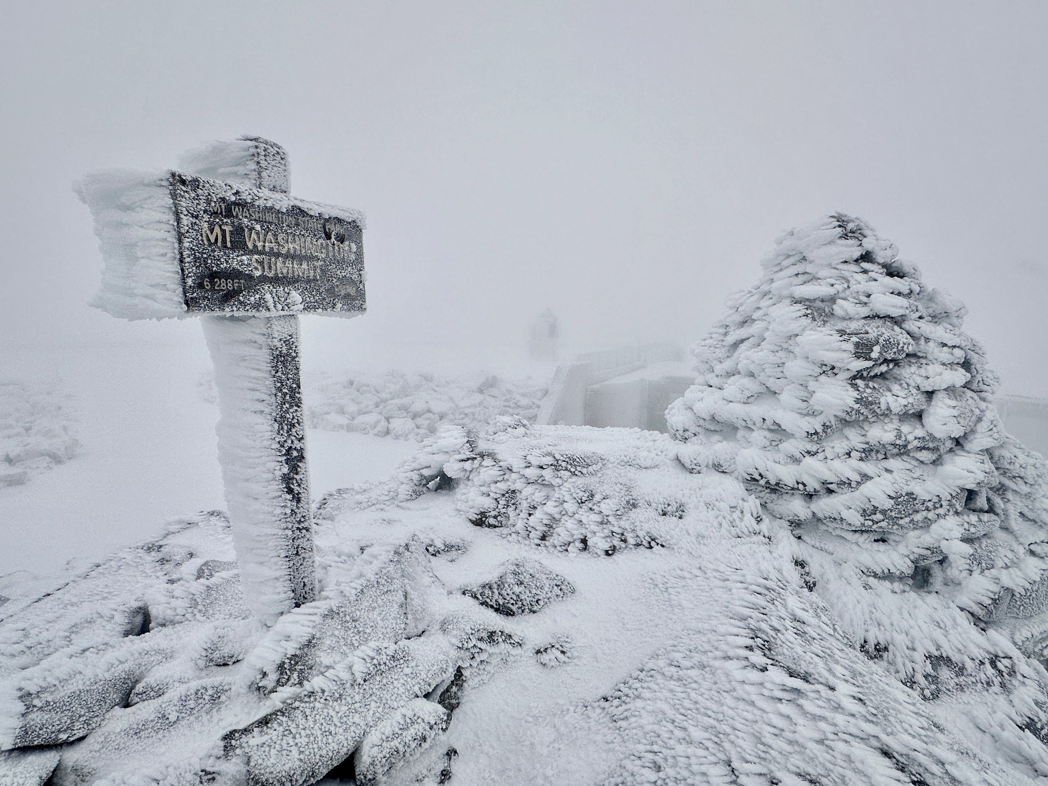 Winter conditions atop Mount Washington in New Hampshire.